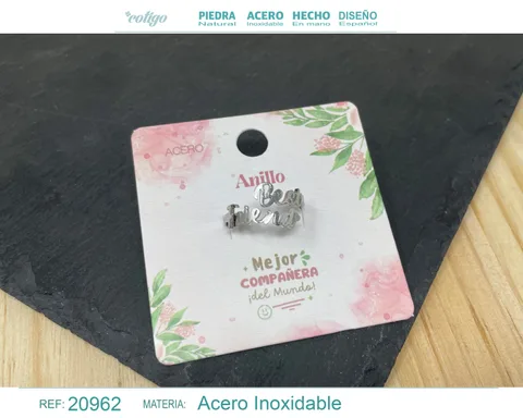 ANILLO PARA AMIGA ACERO COLOR PLATEADO