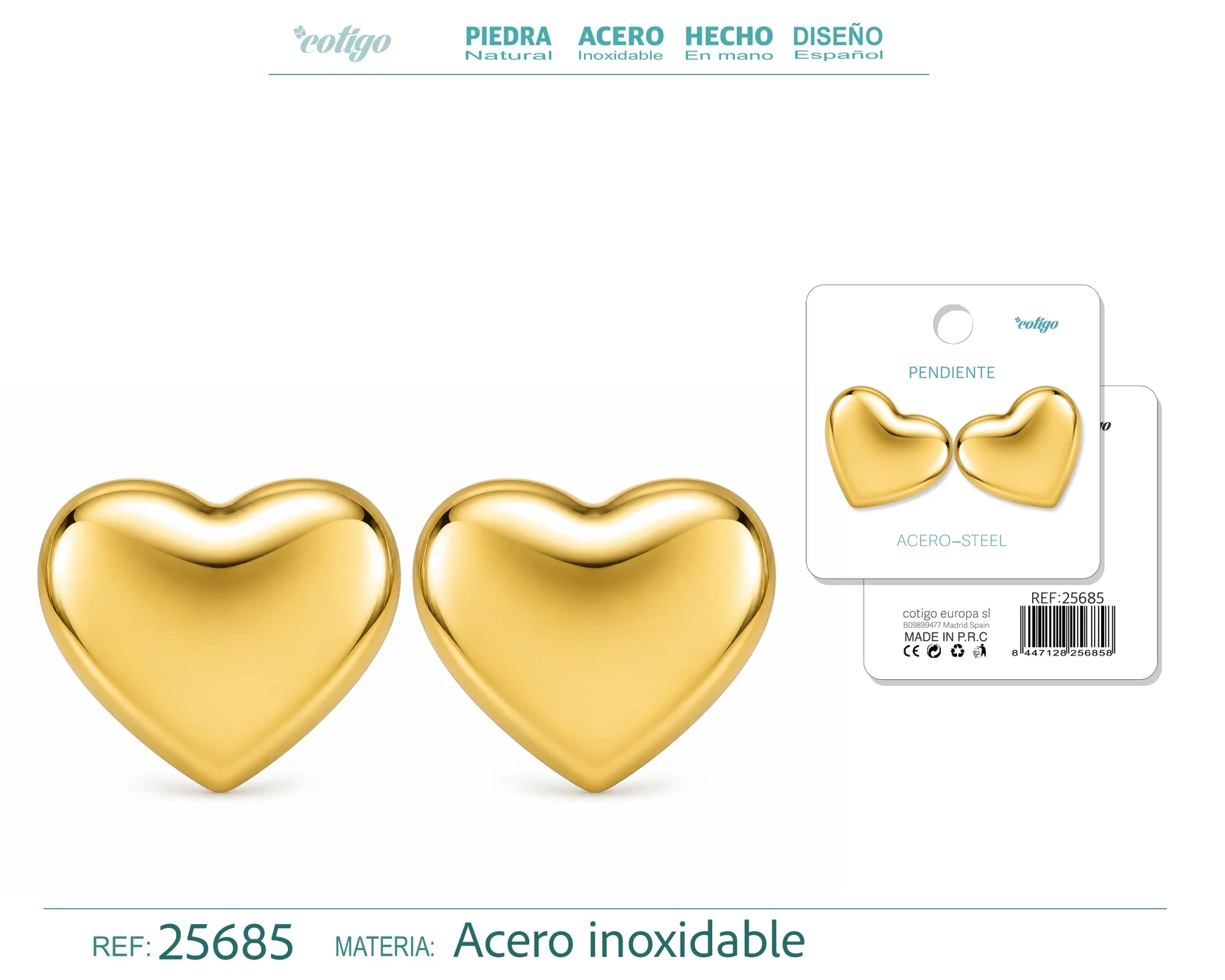 Pendiente Acero Inoxidable color Dorado