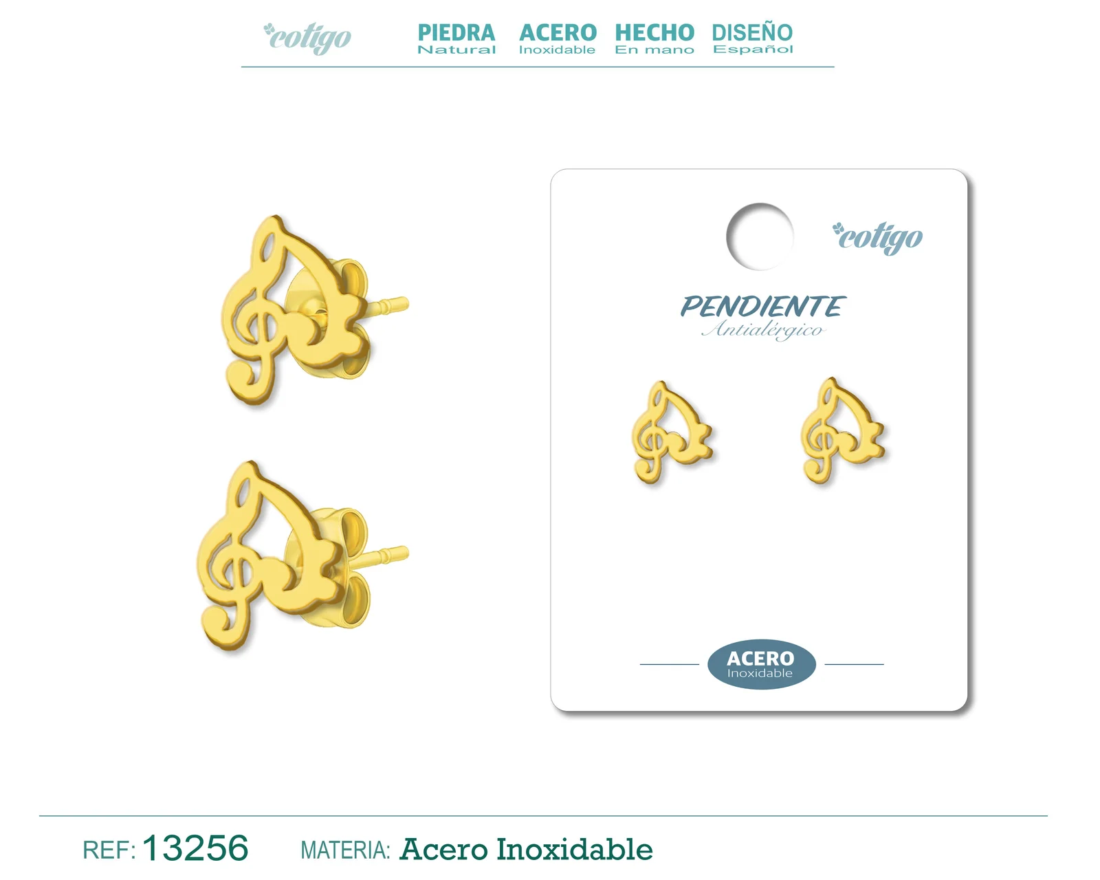 PENDIENTE ACERO  INOXIDABLE COLOR DORADO