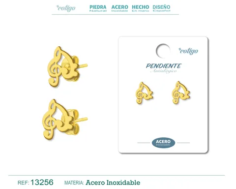 PENDIENTE ACERO  INOXIDABLE COLOR DORADO