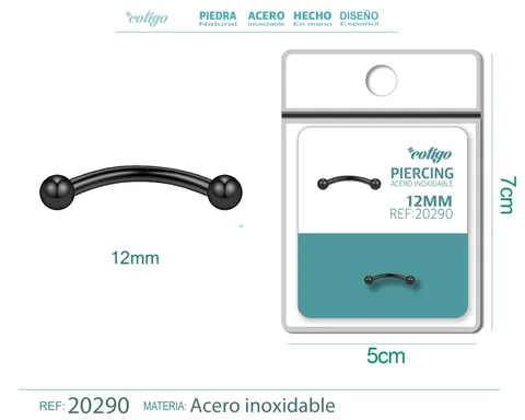 PIRERCING ACERO ANTIALERGICO COLOR NEGRO