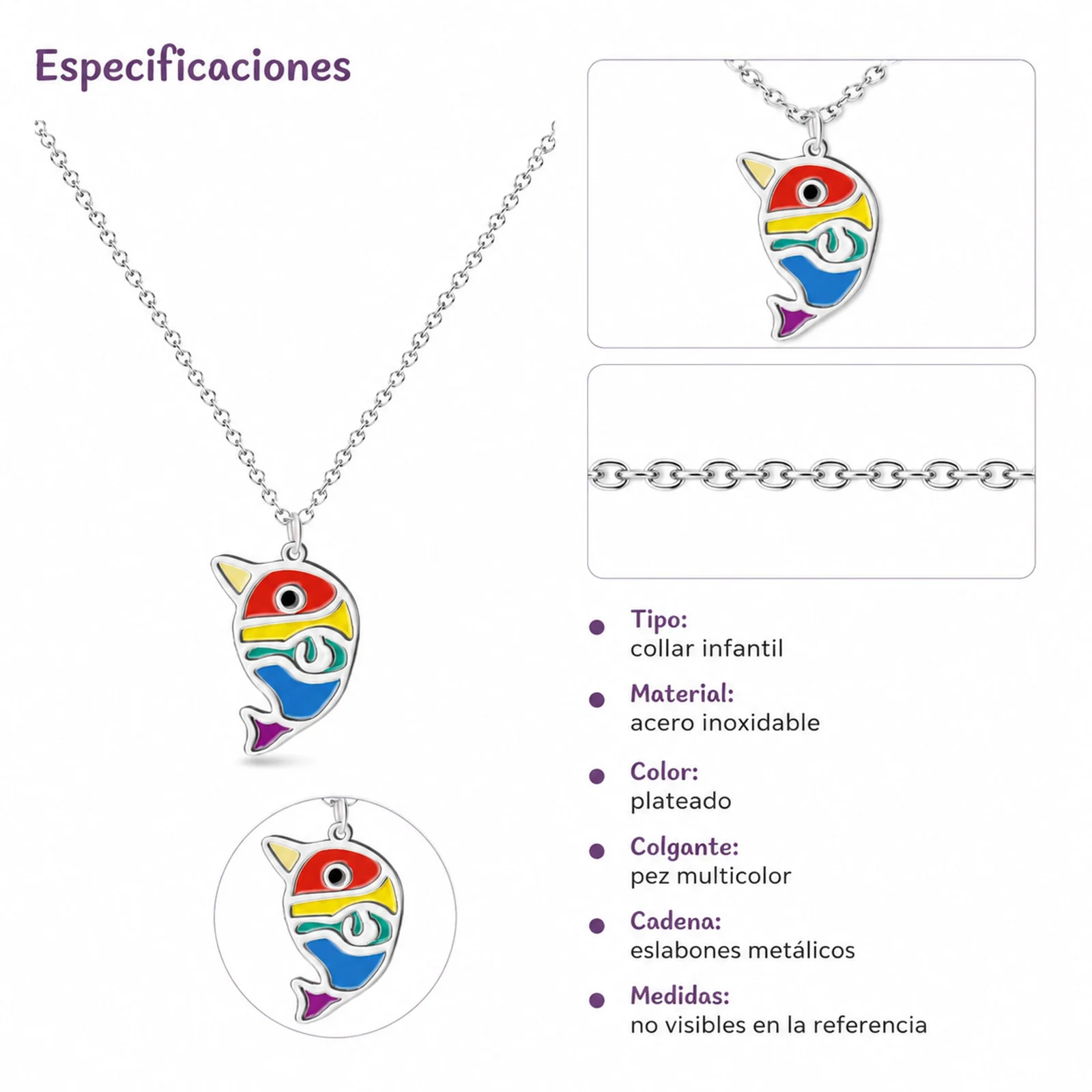 COLLAR NIÑA ACERO COLOR PLATEADO