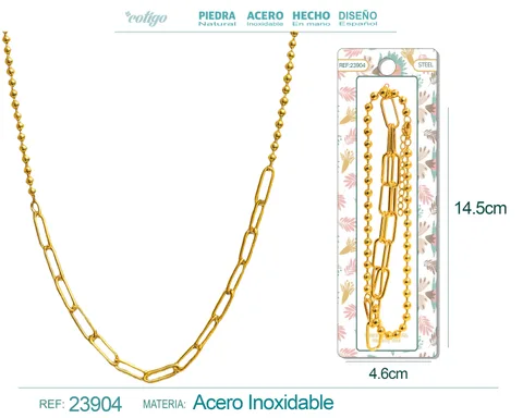COLLAR DE CADENA ACERO COLOR DORADO PARA CHARM
