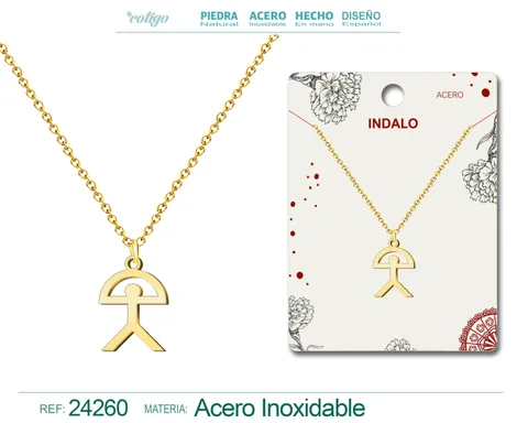 COLLAR  CON INDALO ACERO DORADO
