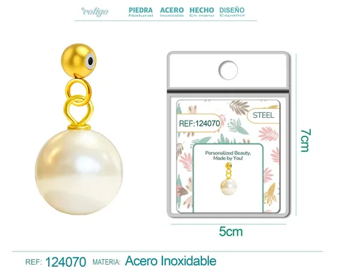 CHARM ACERO DORADO CHAPADO ORO 14 K-CON BOLA DE GOMA