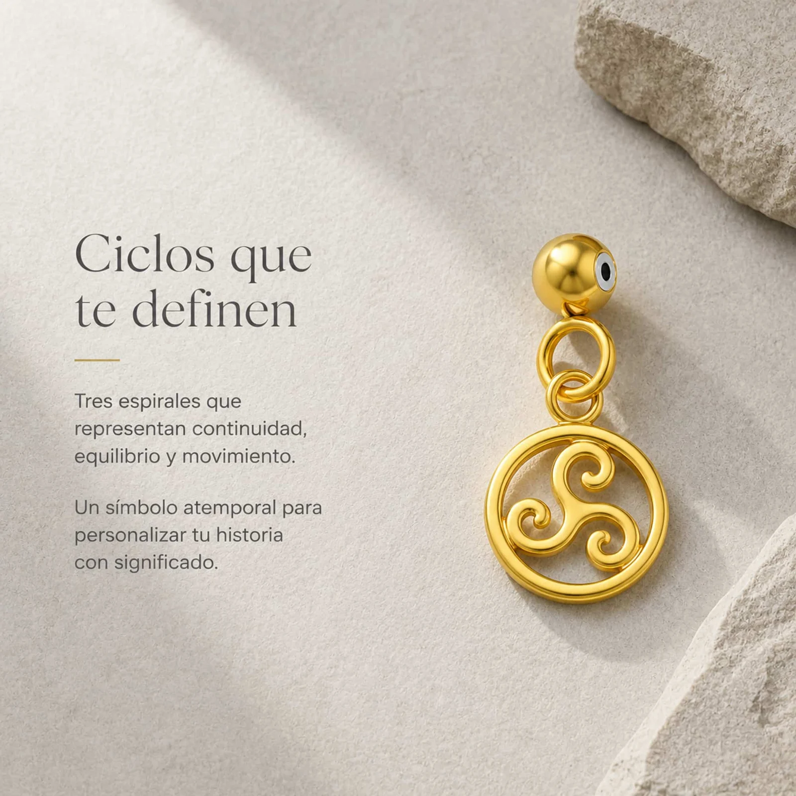 CHARM ACERO INOXIDABLE COLOR DORADO -CON BOLA DE GOMA