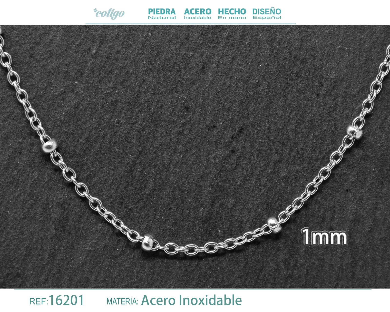 COLLAR DE CADENA ACERO PLATEADO