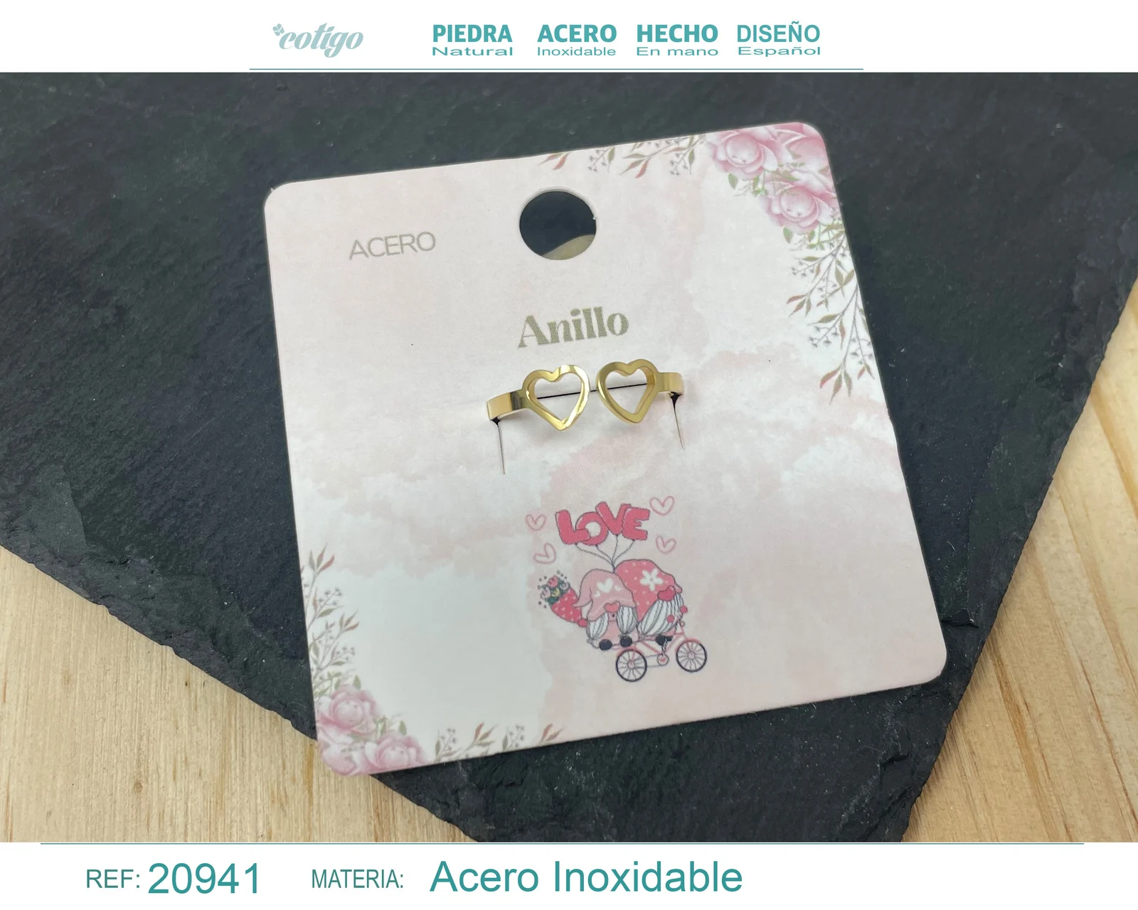 ANILLO PARA AMOR ACERO COLOR DORADO