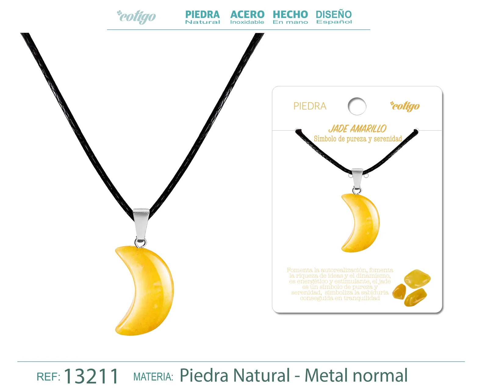 COLGANTE LUNA DE PIEDRA JADE AMARILLO