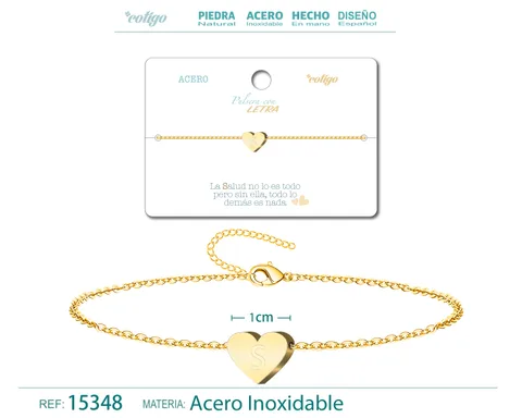 PULSERA LETRA S COLOR DORADO