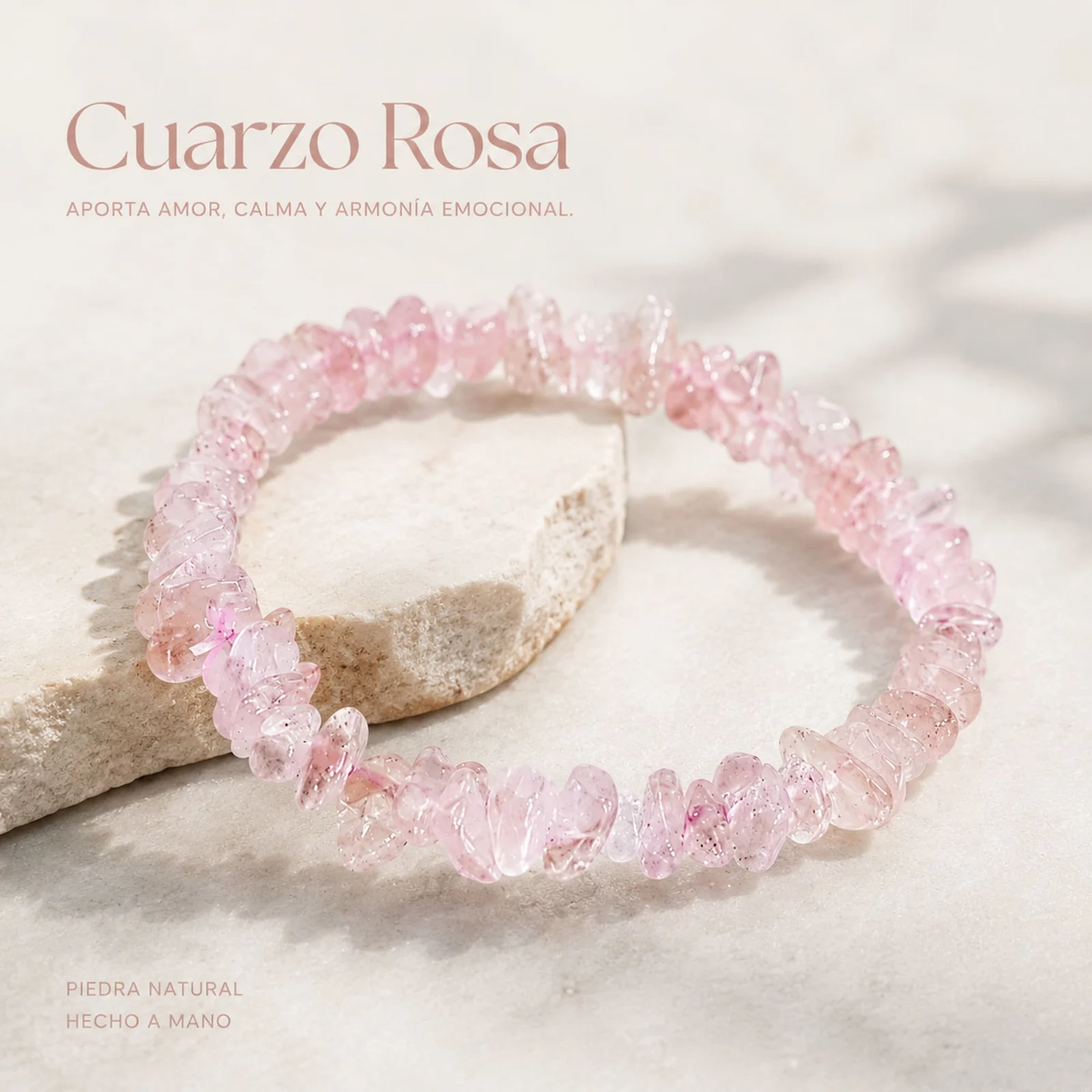 Pulsera Piedra natural Cuarzo Rosa