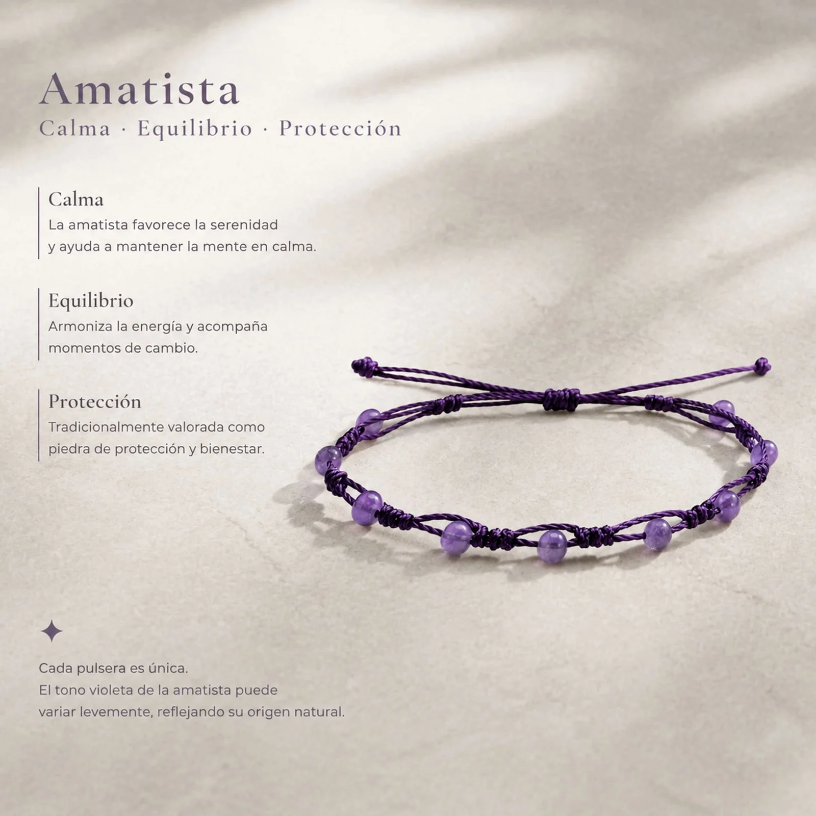 PULSERA HILO ENCERADO CON AMATISTA