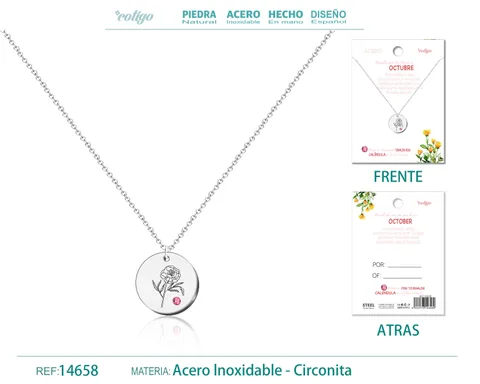 COLLAR ACERO PARA NACIMIENTO DE OCTUBRE PLATEADO