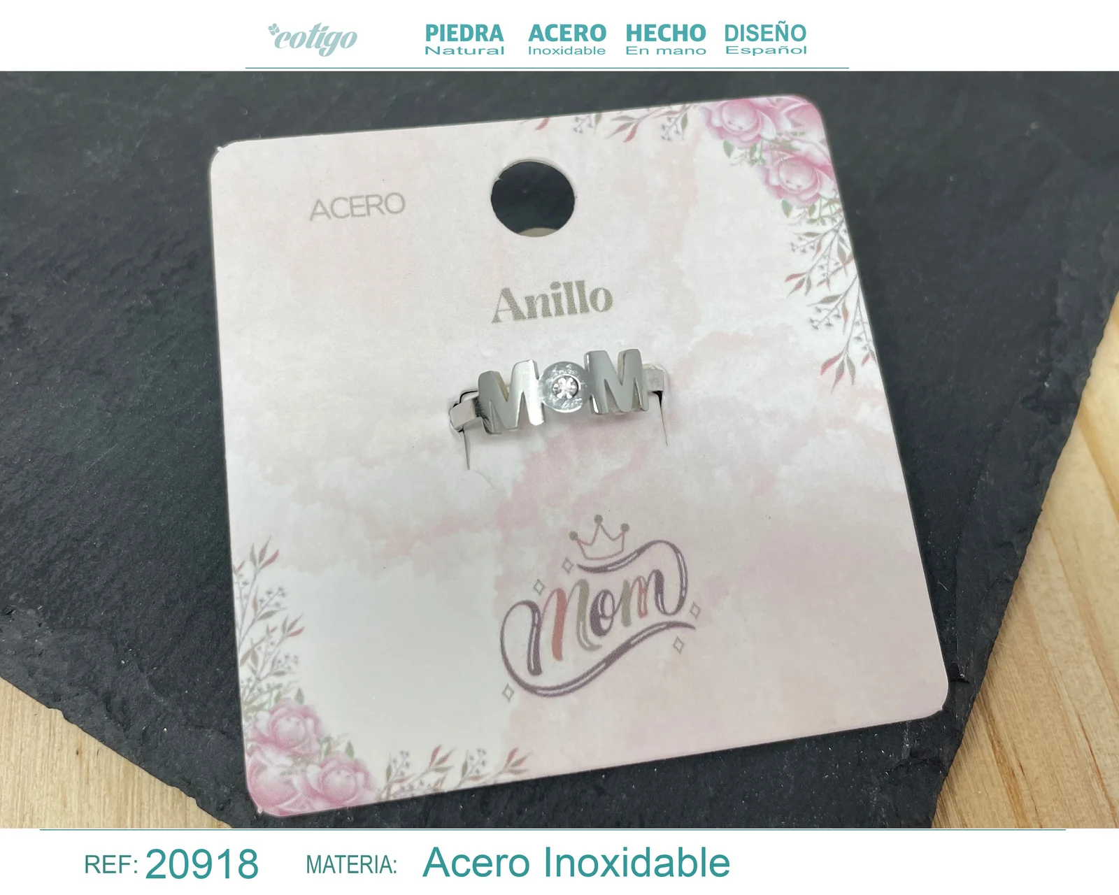 ANILLO PARA MAMÁ ACERO COLOR PLATEADO