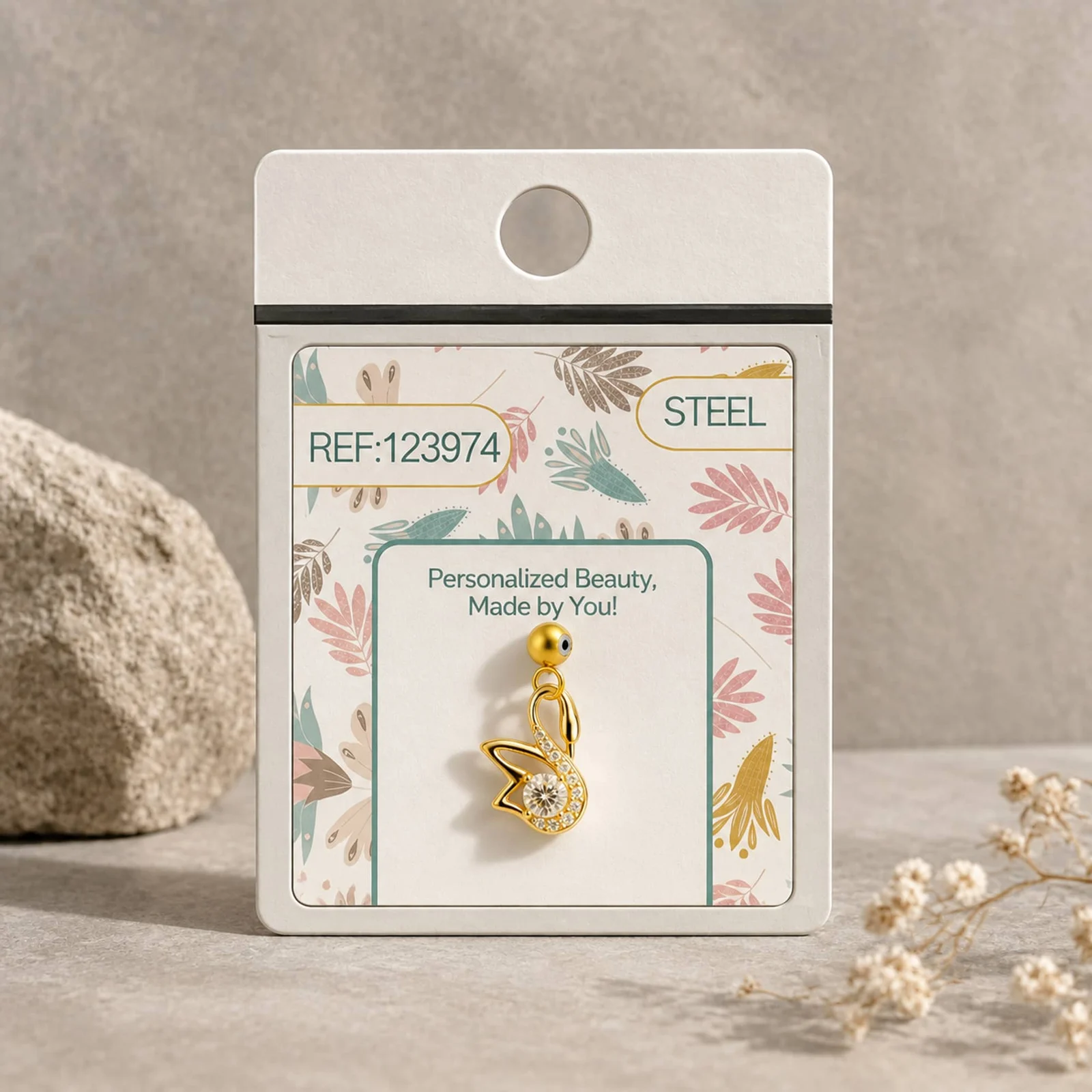 CHARM DE COBRE CHAPADO ORO 14K CON CIRCONITA-CON BOLA DE GOMA
