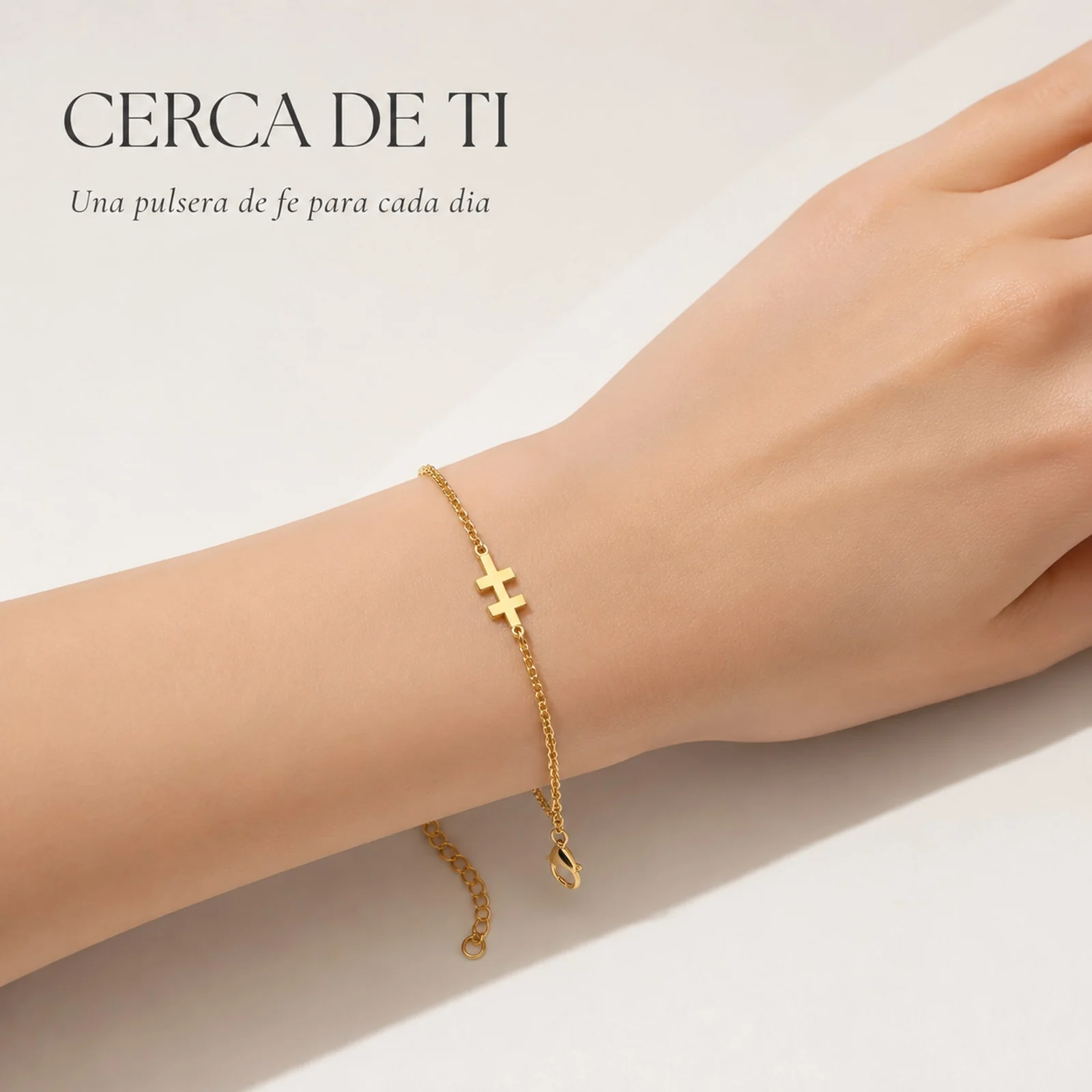 PULSERA CRUZ CATACUMBASACERO DORADO