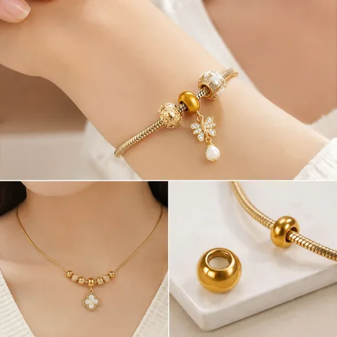BOLA 4MM ACERO COLOR DORADO CON GOMA PARA FIJAR CHARM