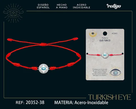 Pulsera 7 nudos con Ojo turco Acero Plateado