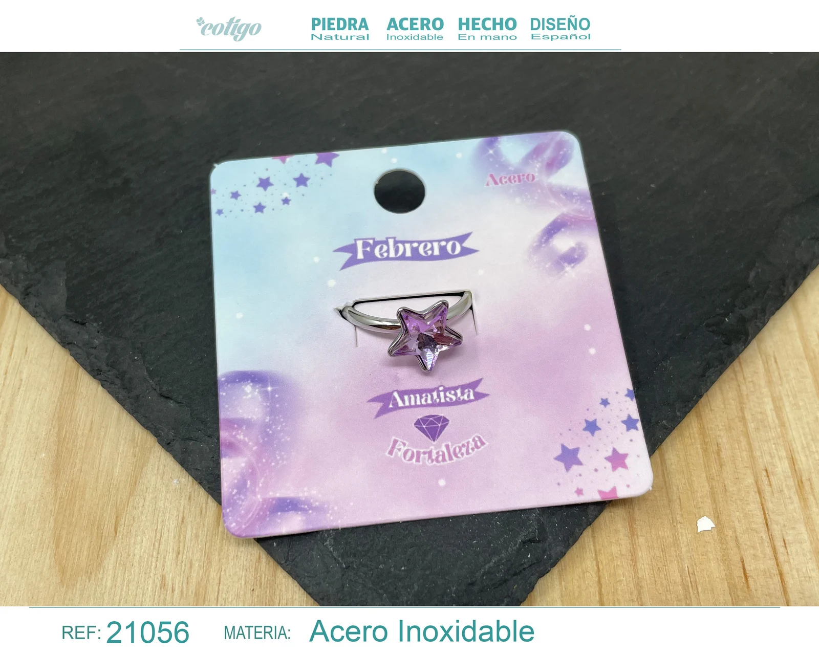 ANILLO FEBRERO ACERO COLOR PLATEADO