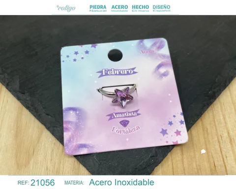 ANILLO FEBRERO ACERO COLOR PLATEADO