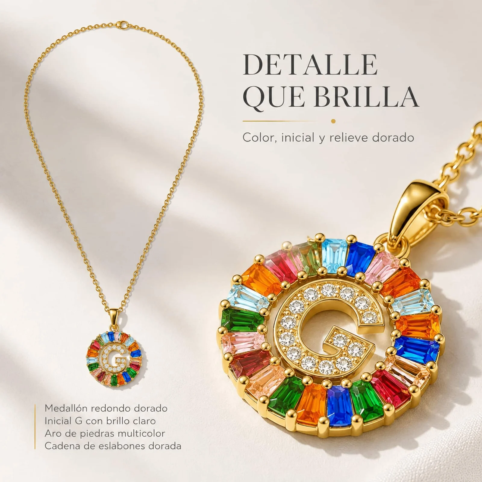 COLGANTE LETRA G CHAPADO ORO 14K CON CIRCONITA