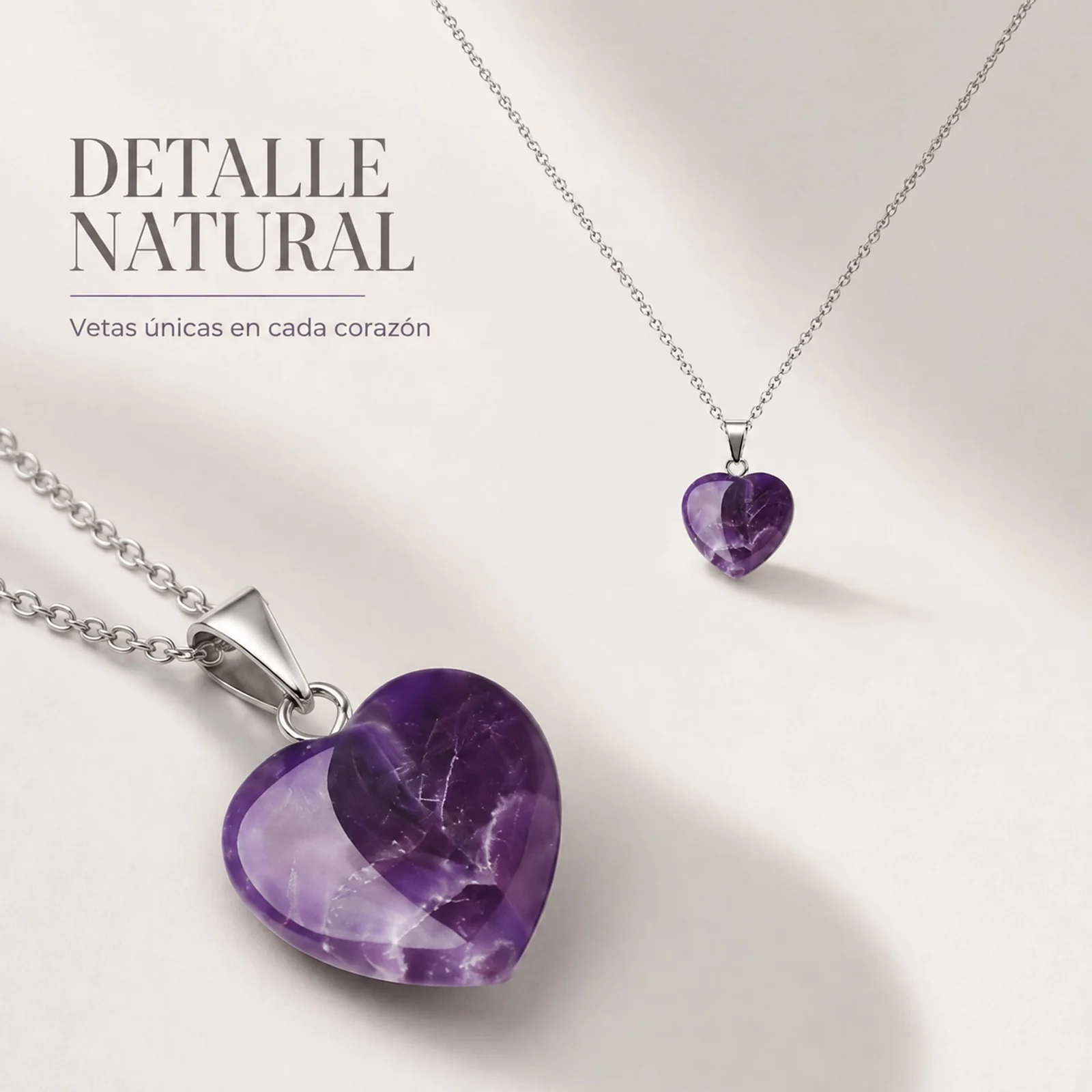 Colgante Piedra Amatista con cadena Acero Inoxidable