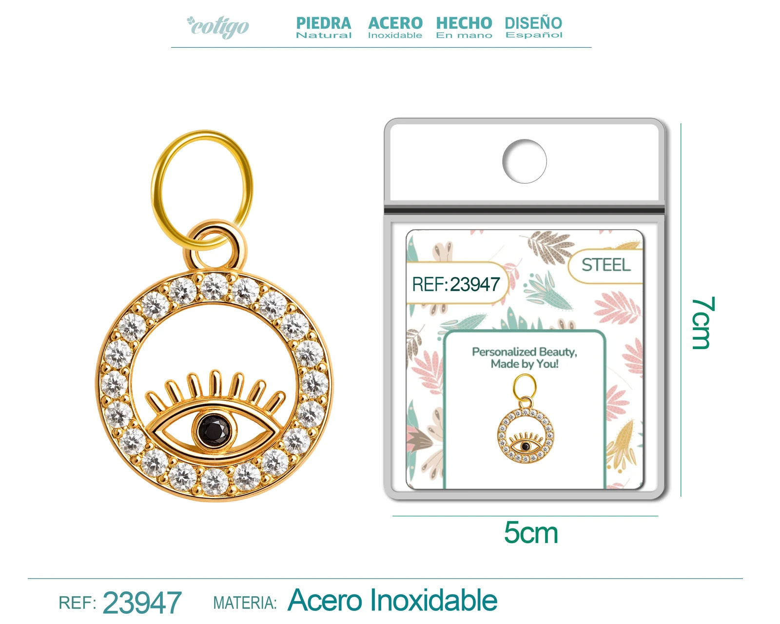CHARM DE COBRE CHAPADO ORO 14K CON CIRCONITA