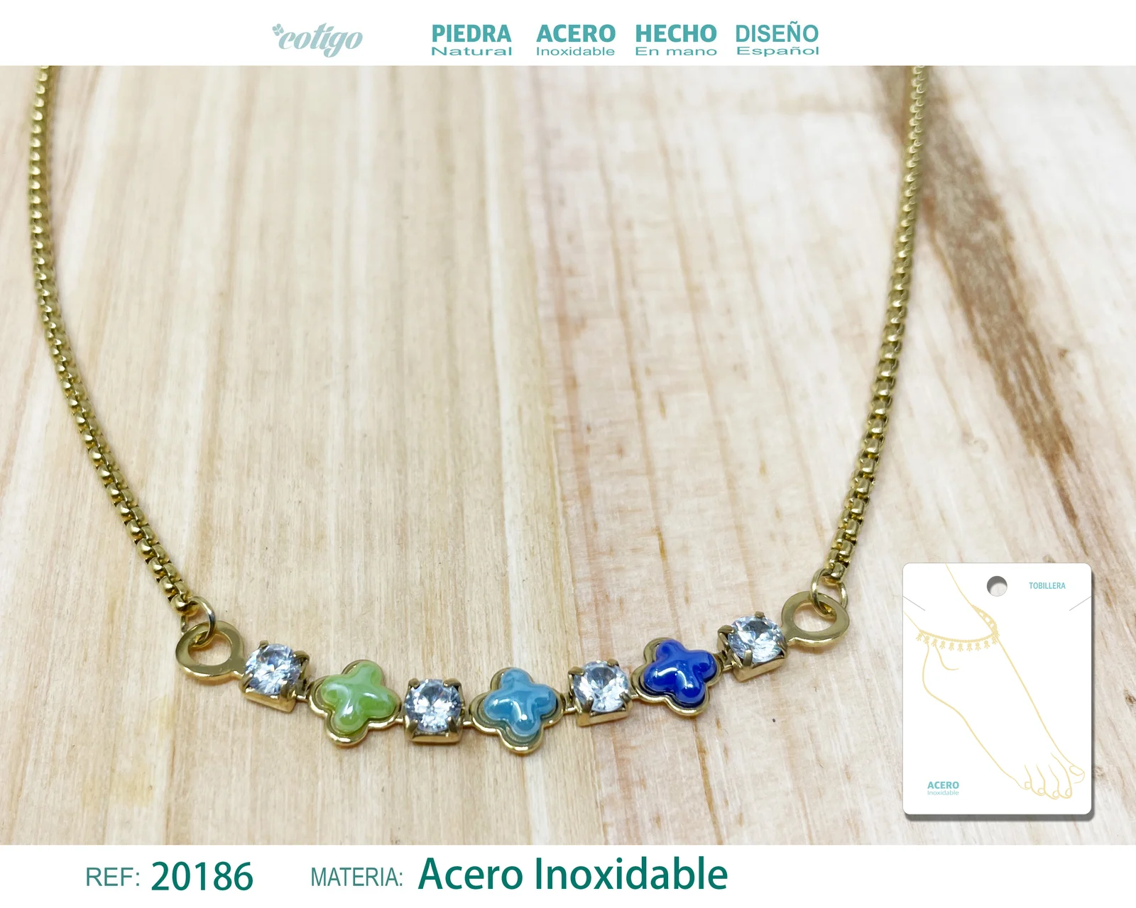 TOBILLERA ACERO COLOR DORADO