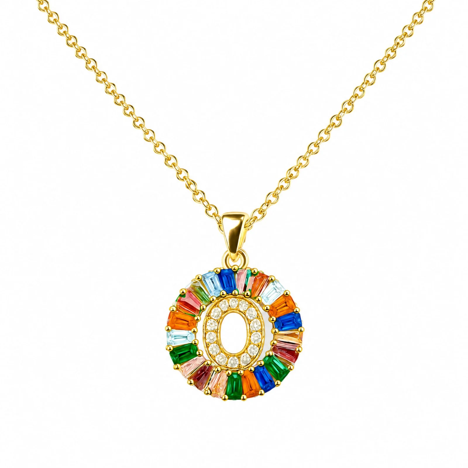 COLGANTE LETRA O CHAPADO ORO 14K CON CIRCONITA