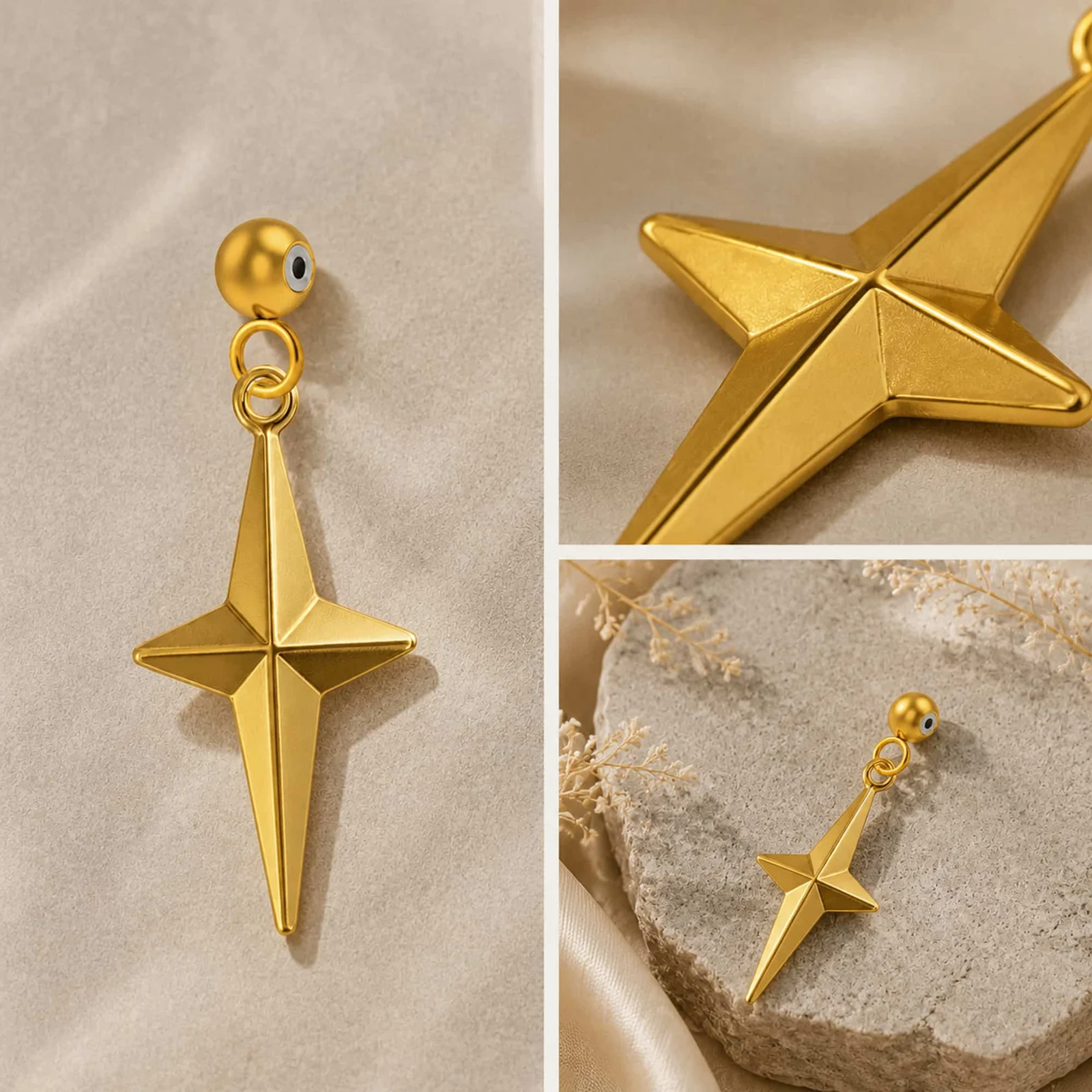 CHARM ACERO DORADO CHAPADO ORO 14 K-CON BOLA DE GOMA