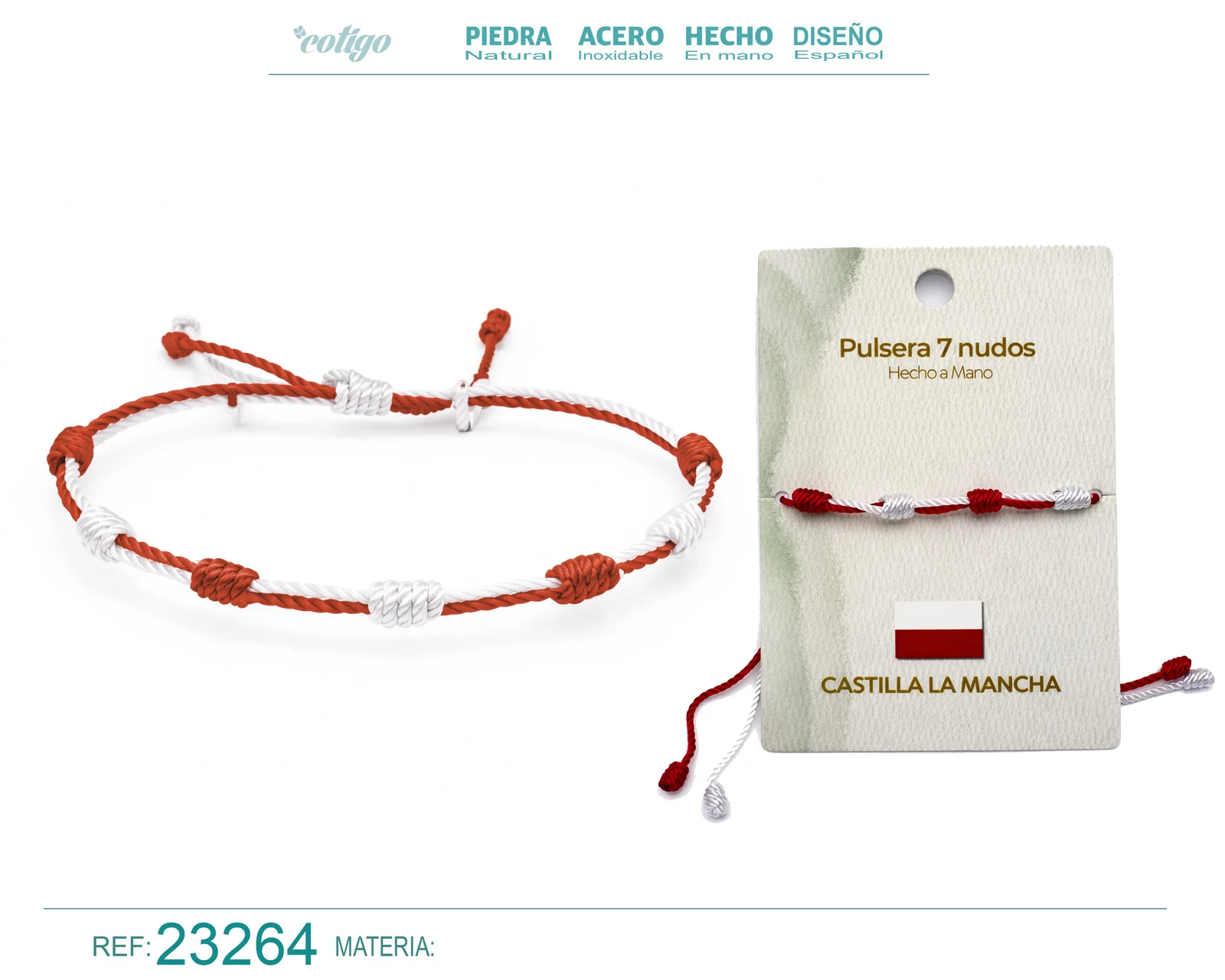 PULSERA 7 NUDOS DE BANDERA DE  CASTILLA LA MANCHA