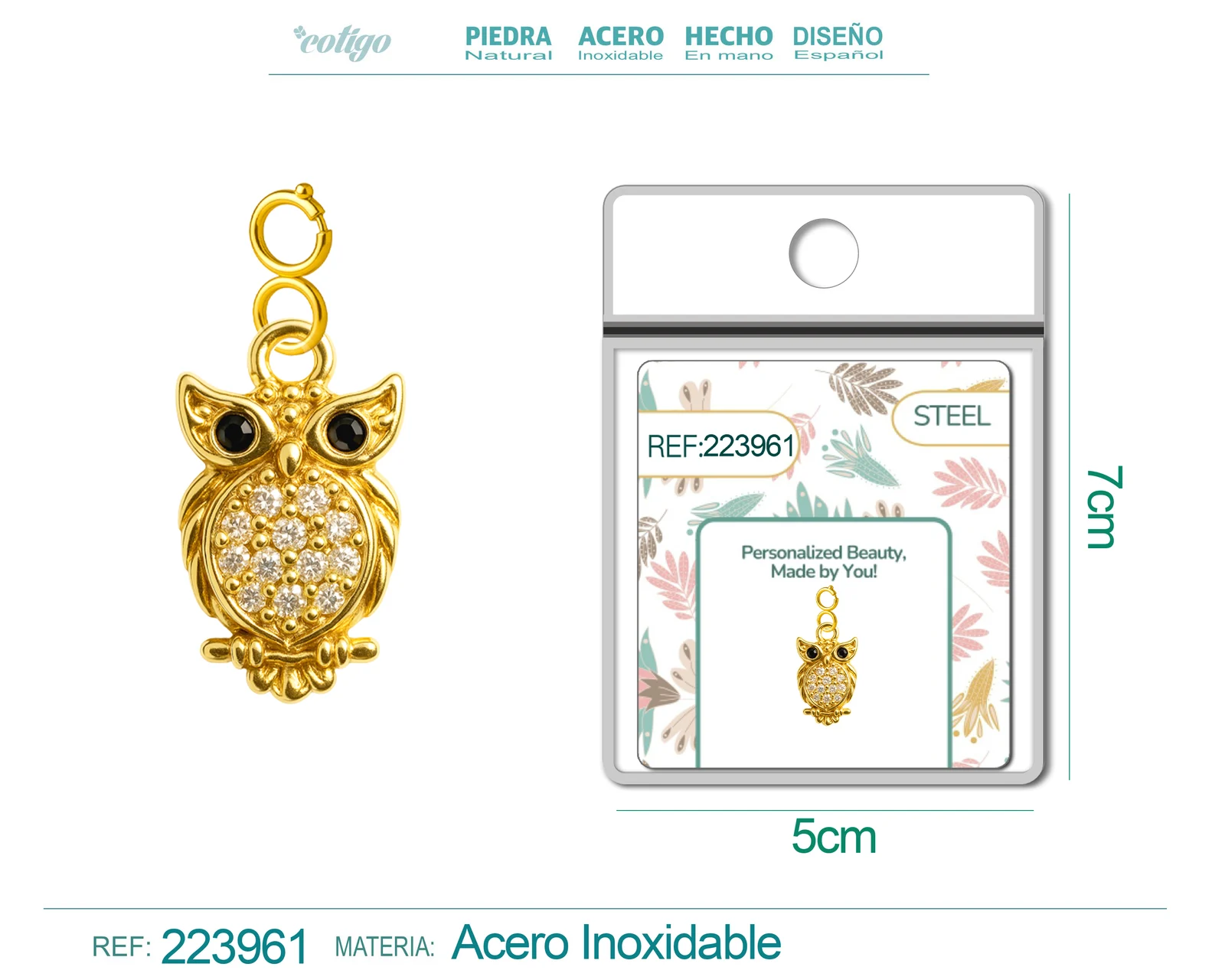 CHARM DE COBRE CHAPADO A ORO 14K CON CIRCONITA-CON CIERRE