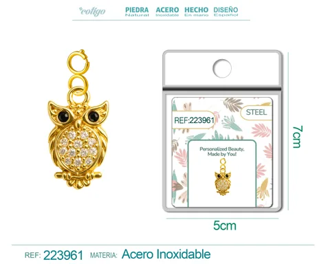 CHARM DE COBRE CHAPADO A ORO 14K CON CIRCONITA-CON CIERRE