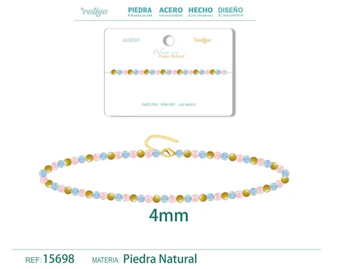 PULSERA JADE AMARILLO+CUARZO ROSA+OPALINA 4MM