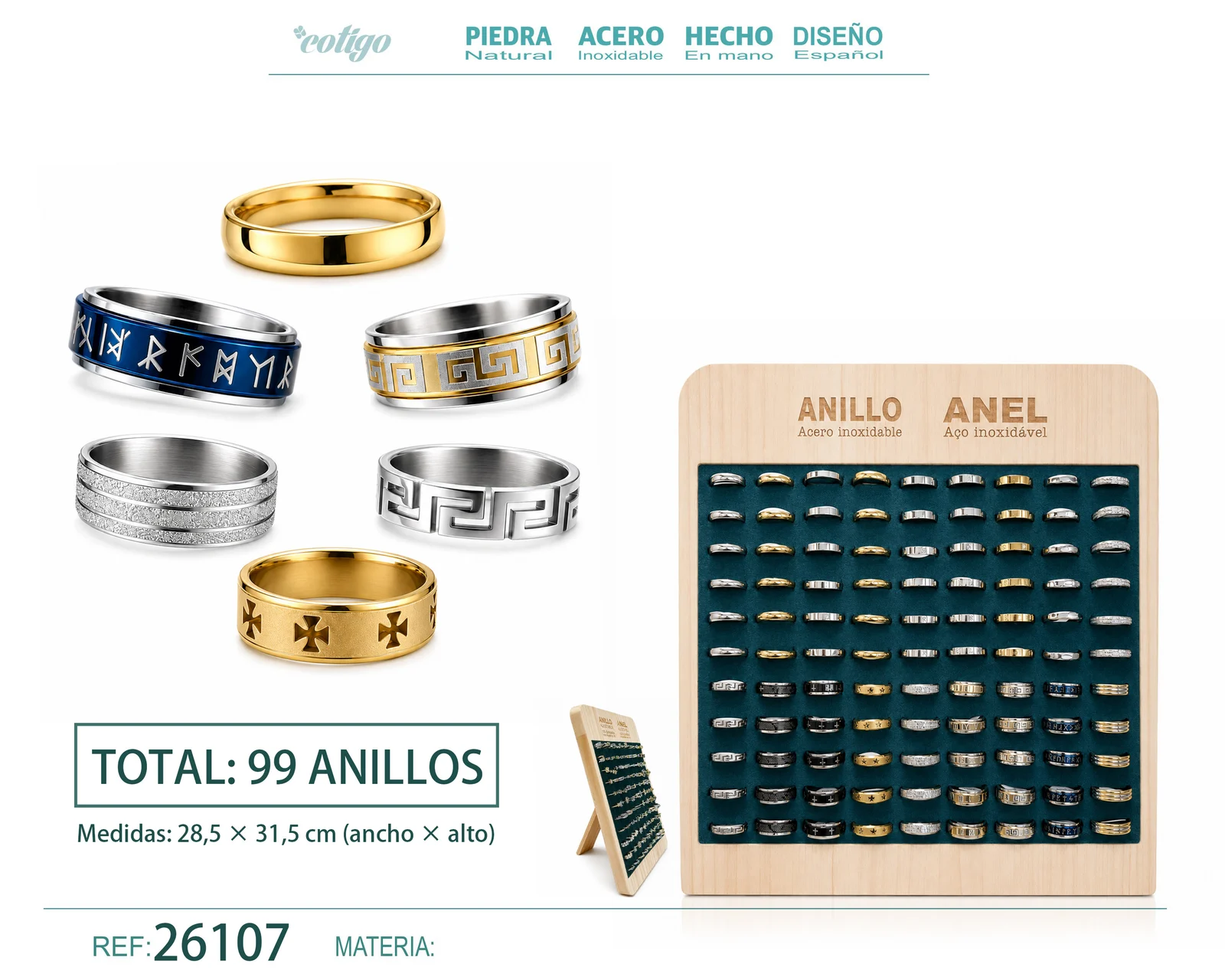 Bandeja de 99 Anillo Acero