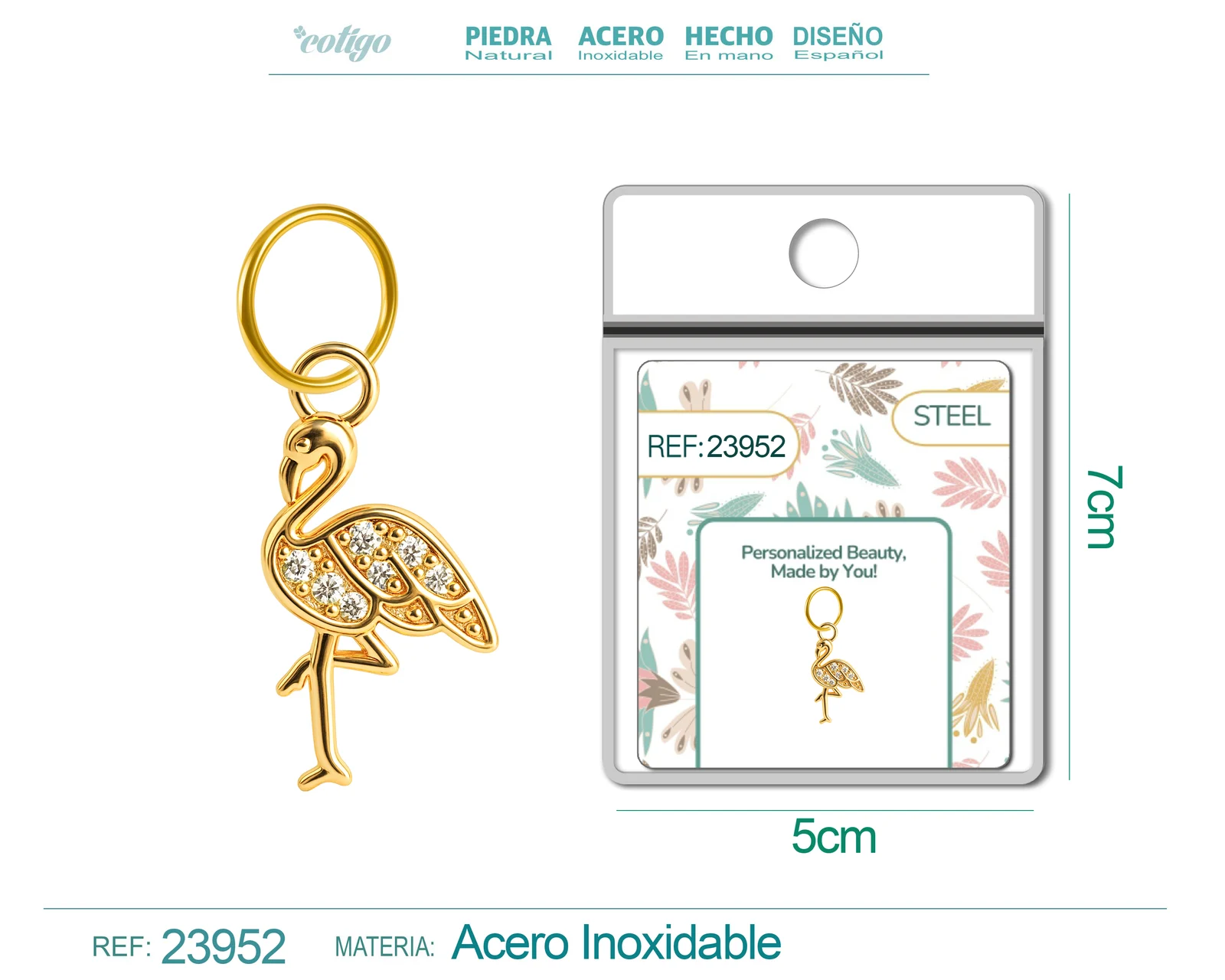 CHARM DE COBRE CHAPADO ORO 14K CON CIRCONITA