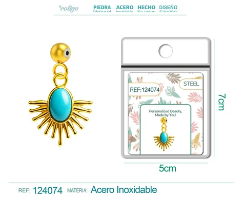 CHARM ACERO DORADO CHAPADO ORO 14 K-CON BOLA DE GOMA