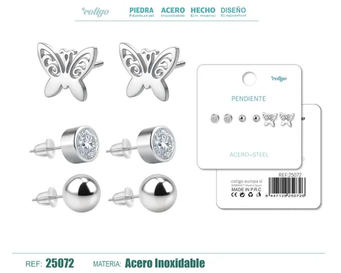 PENDIENTE ACERO INOXIDABLE 3 PARES