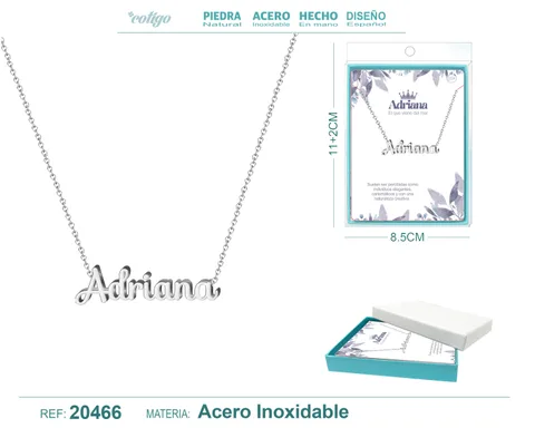 01A COLLAR NOMBRE- ADRIANA -ACERO PLATEADO