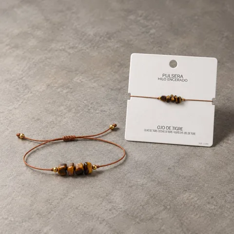 PULSERA HILO ENCERADO CON OJO DE TIGRE