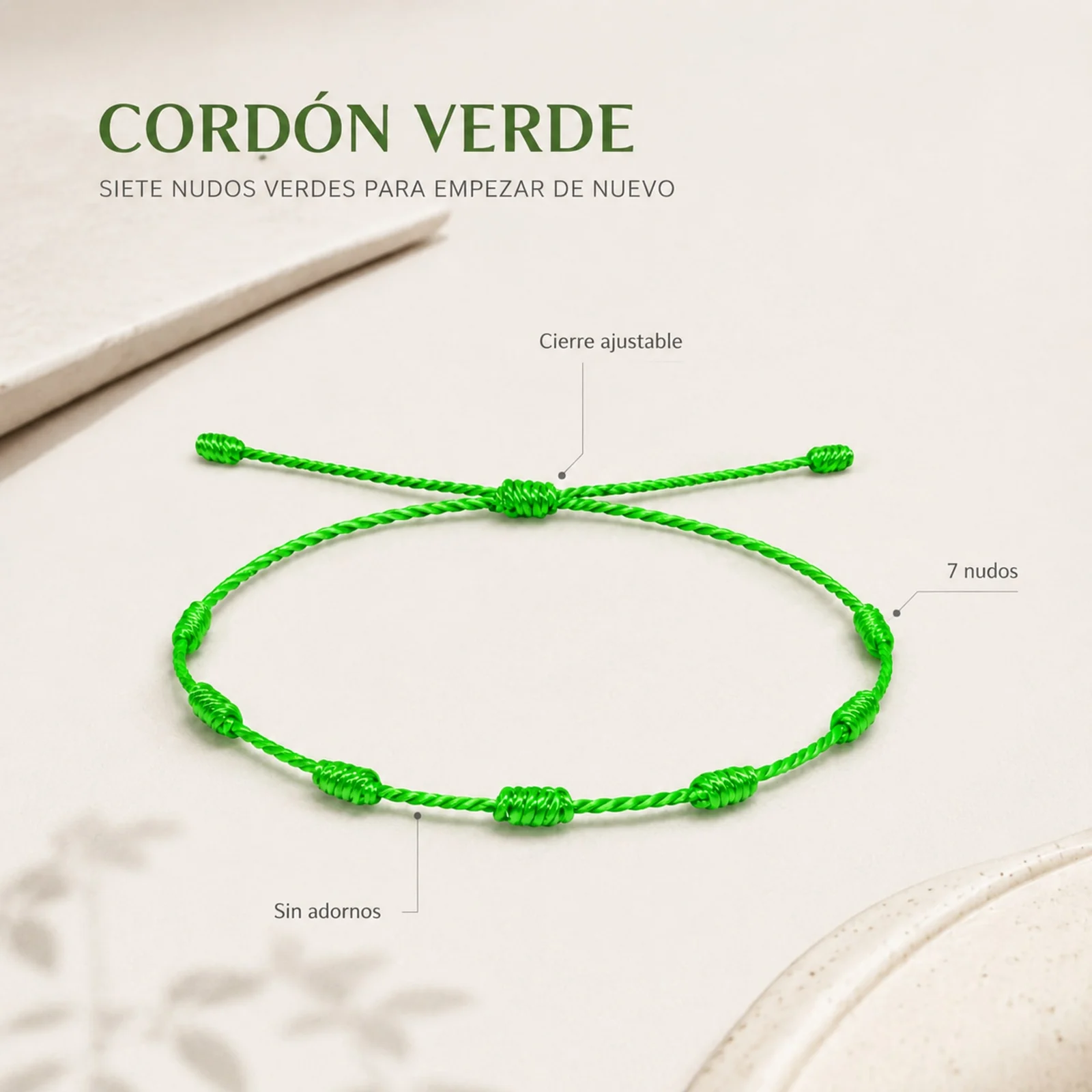 PULSERA 7 NUDOS VERDE