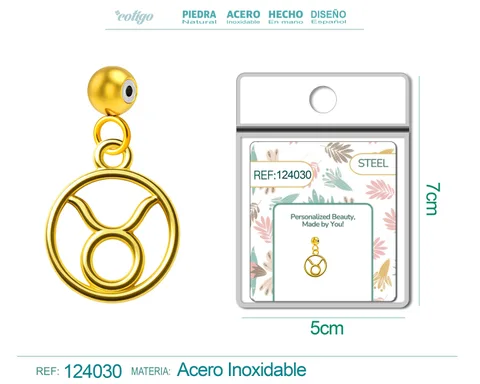 CHARM DE ZODÍACO TOURO ACERO COLOR DORADO-CON BOLA DE GOMA