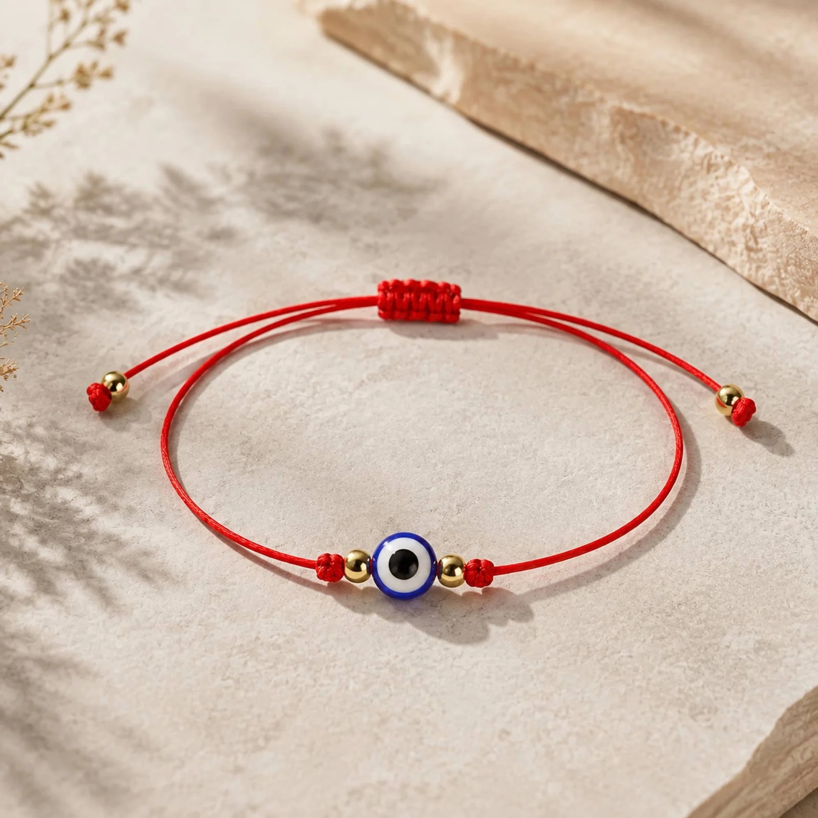 PULSERA HILO ENCERADO ROJO-OJO TURCO