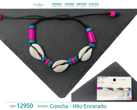 PULSERA HILO ENCERADO DE CONCHA