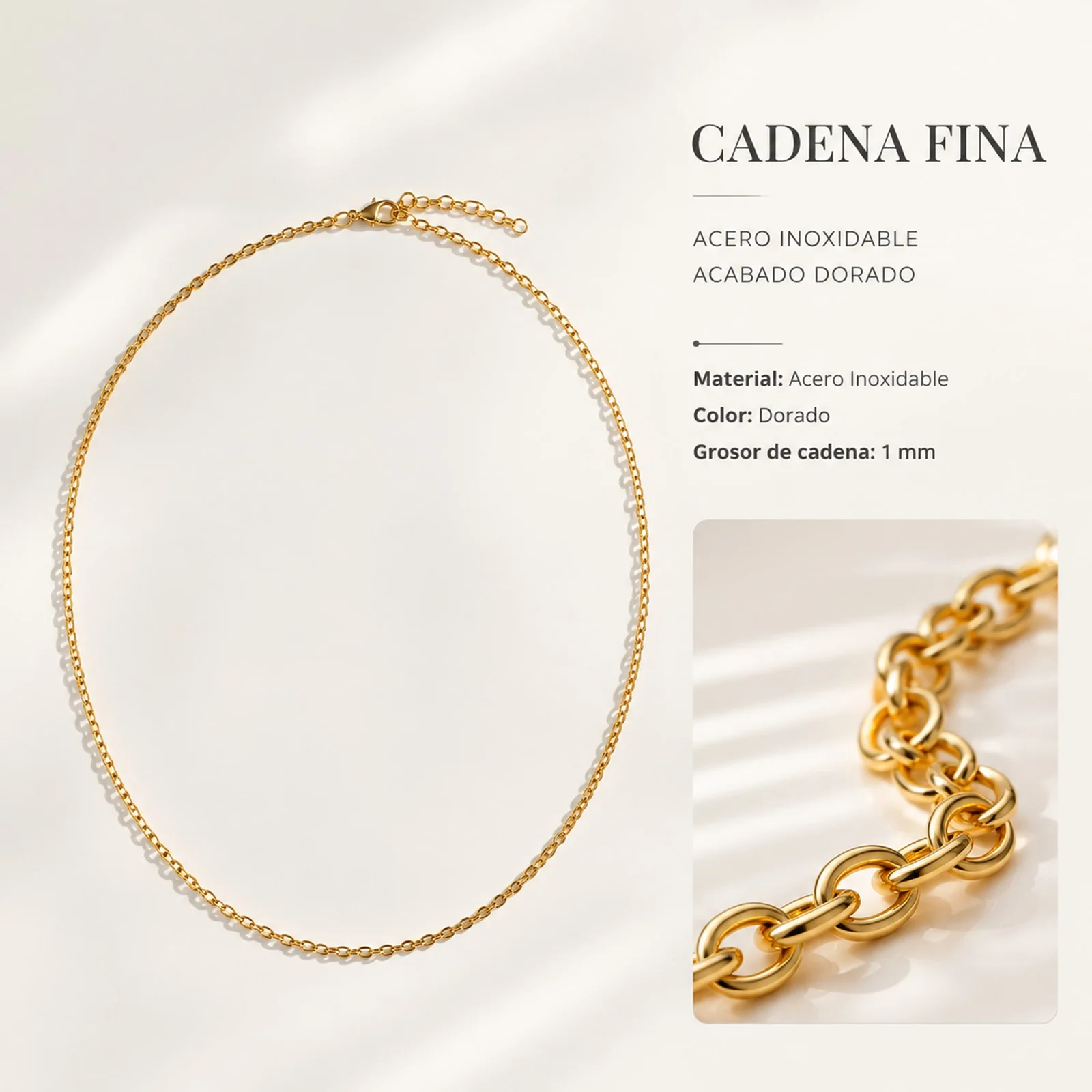 COLLAR DE CADENA ACERO DORADO