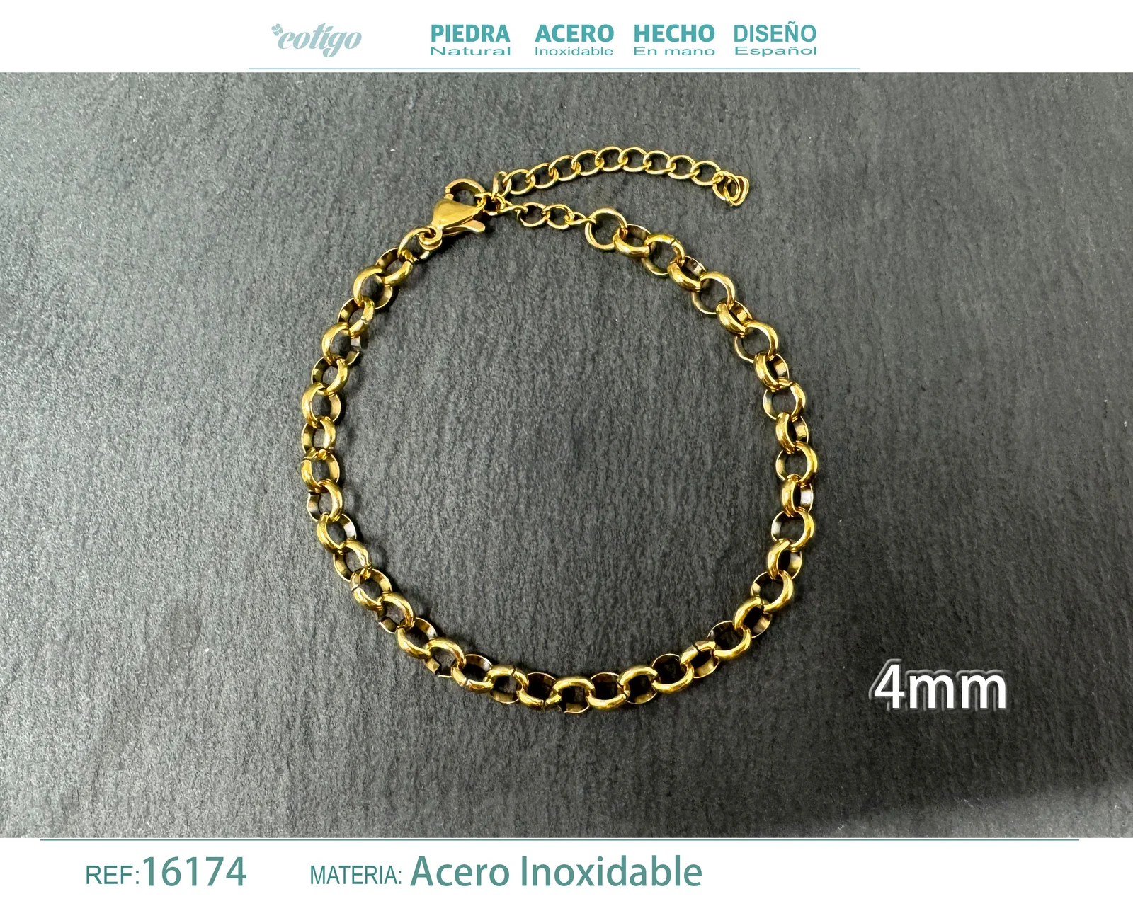 PULSERA DE CADENA ACERO DORADO