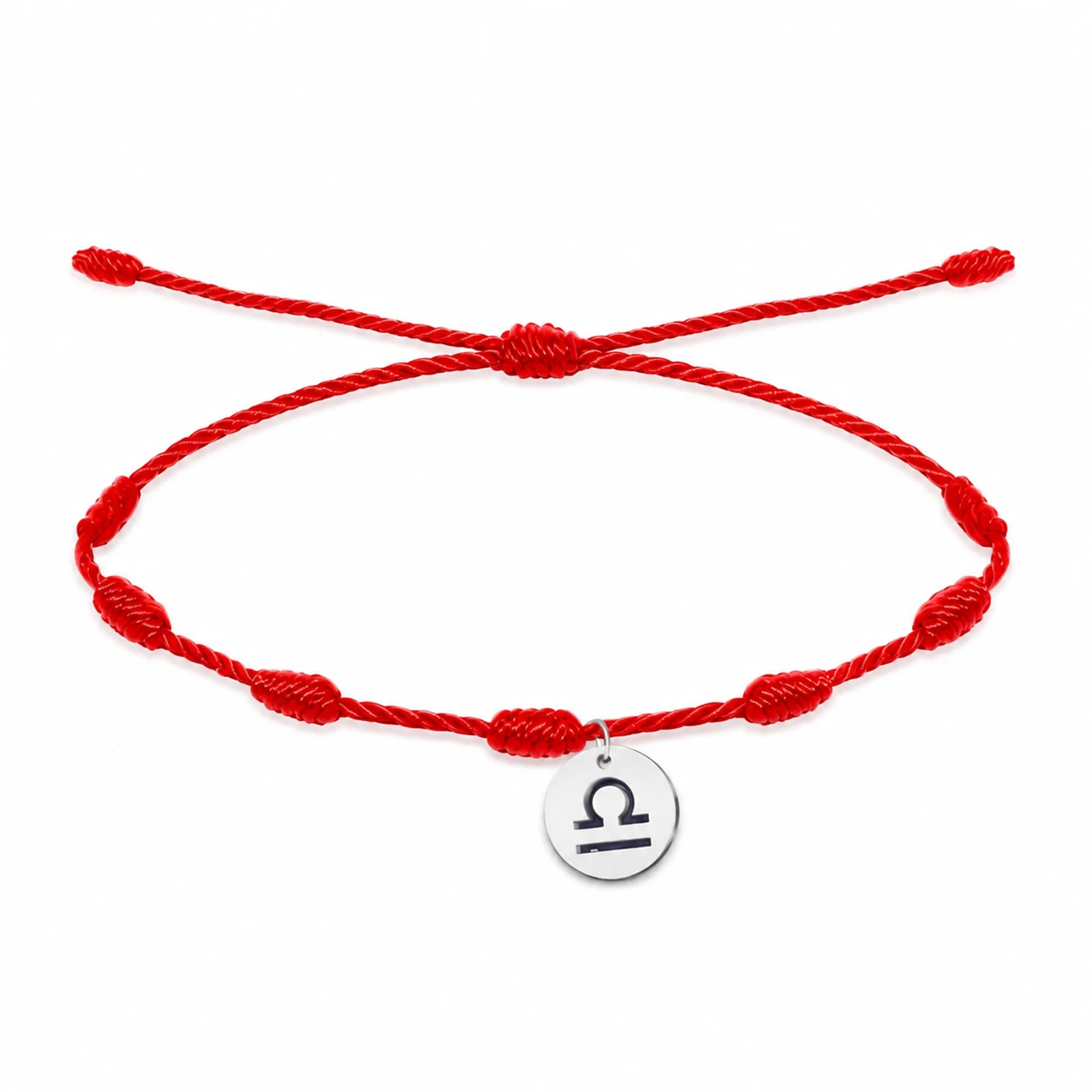 PULSERA 7 NUDOS CON LIBRA ACERO. COLOR PLATEADO