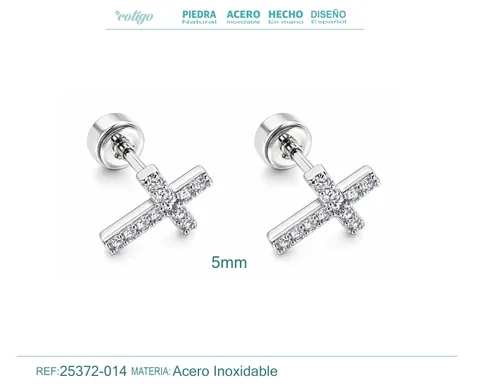 Pendiente-Piercing Bañado Oro 18K y con Circonita