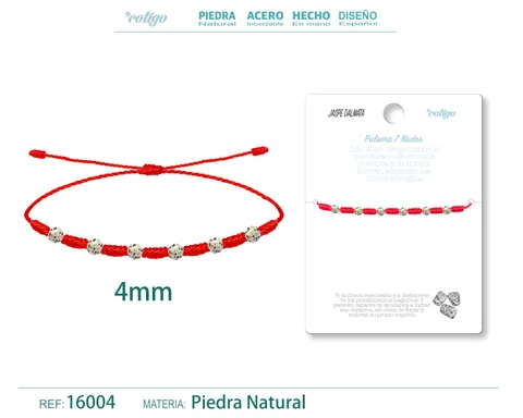 PULSERA 7 NUDOS CON  JASPE DALMATA 4MM