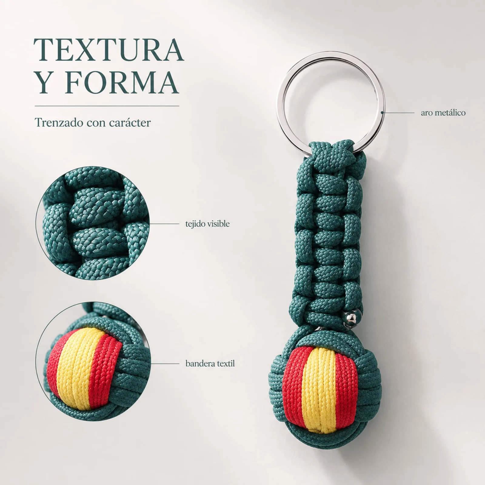 LLAVERO BOLA DE CUERDA CON ARO ACERO